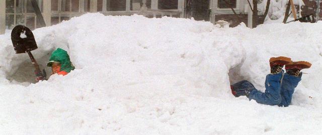 Snow Tunnel with Children 